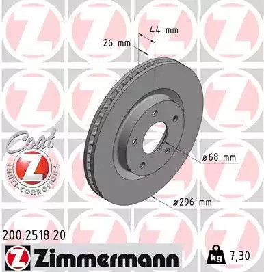 Диск гальмівний, ZIMMERMANN (200251820)