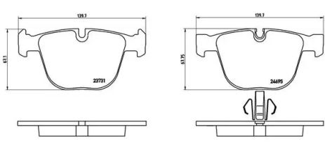 Колодки тормозные дисковые BMW 5(F07) 3.0 4.4 2010-,7(F01-04) 3.0-6.0 08- задн. ( BREMBO), BREMBO (P06053)