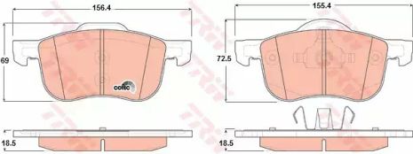 Колодки тормозные дисковые VOLVO S60, S80, V70 передн. TRW (GDB1388)