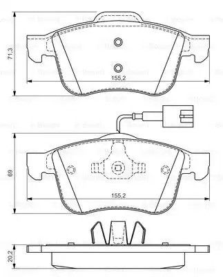 Колодки дискові гальмові, BOSCH (0986494465)