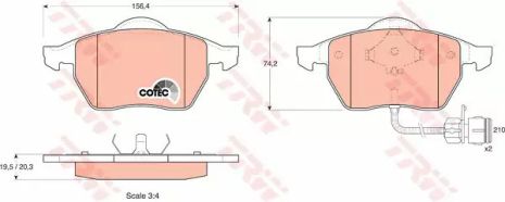 Гальмівні колодки Audi 100 (44, 44Q, C3, 4A, C4) передня. TRW (GDB1049)