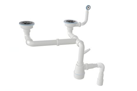 Сифон для подвійної мийки з переливом 3 1/2, Nova 1196