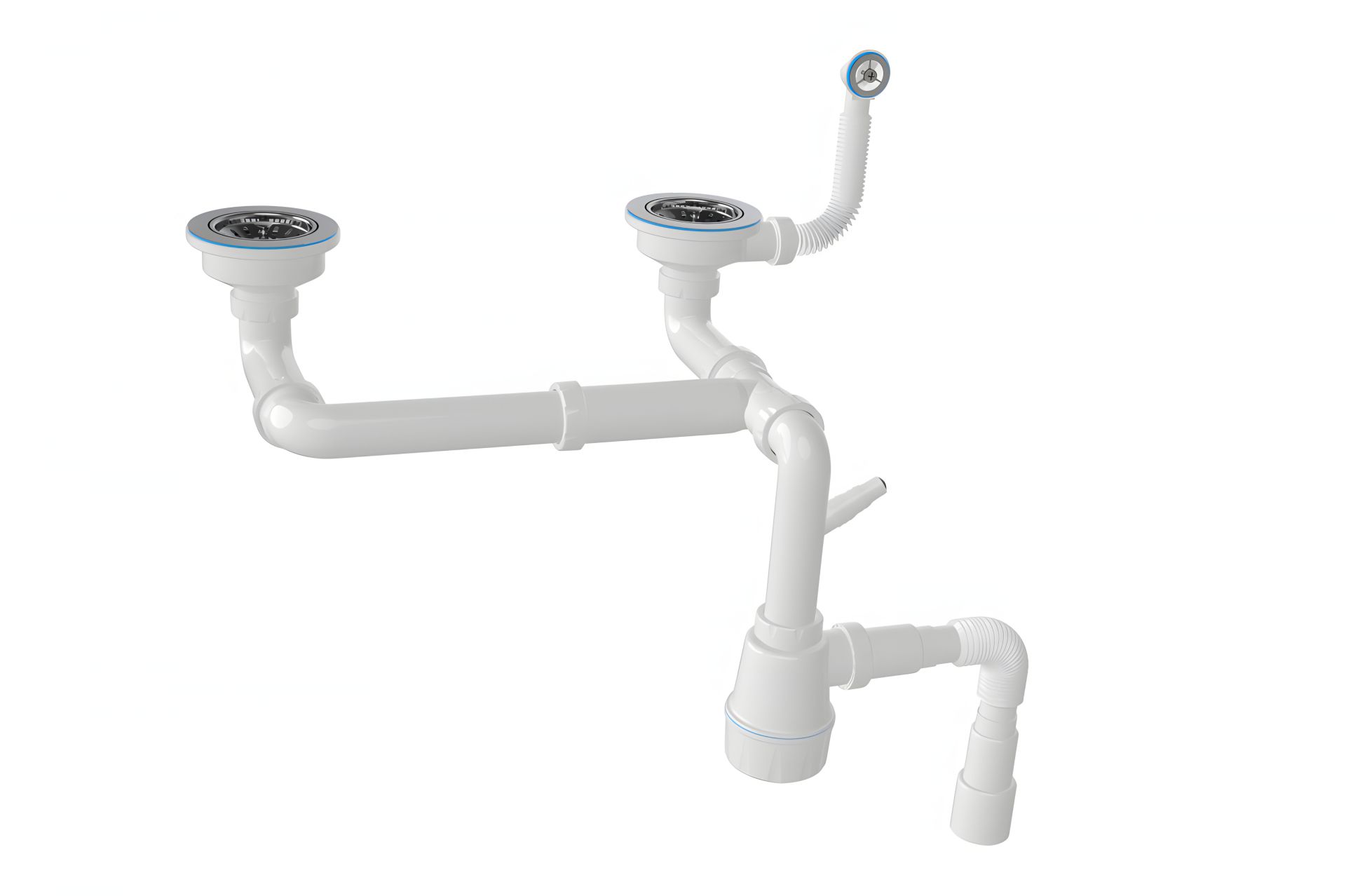 Сифон для подвійної мийки з переливом 3 1/2, Nova 1196 Сифон для подвійної мийки з переливом 3 1/2, Nova 1196