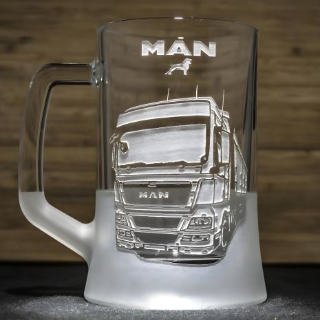 Подарунок водію вантажівки - бокал для пива з гравіюванням MAN зерновоз