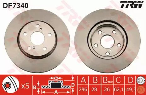 Диск тормозной LEXUS IS250 передн. TRW (DF7340)