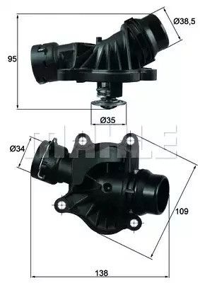 Термостат Behr BMW 1(E87, E87N)3(E46,E93,E92,E90)5(E60,E61)6(E64,E63)7(E65, E66)X3(E83)X5 II(E70)X, MAHLE ( TI2