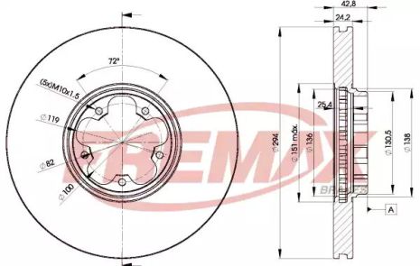 Диск гальмівний FORD TRANSIT, FREMAX (BD5613)