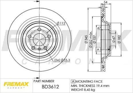 Диск гальмівний, FREMAX (BD3612)