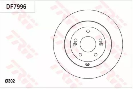 Диск гальмівний (1 шт.) HYUNDAI/KIA Santa Fe/Sorento RD=302mm 09, TRW (DF7996)