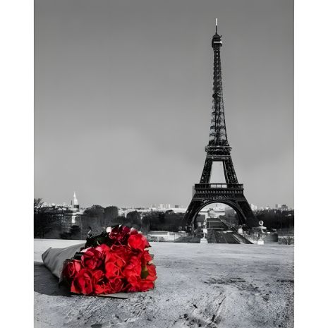 Романтичний Париж та троянди алмазна мозаїка 40х50 см ColorArt SP1002-3 Романтичний Париж та троянди алмазна мозаїка 40х50 см ColorArt SP1002-3
