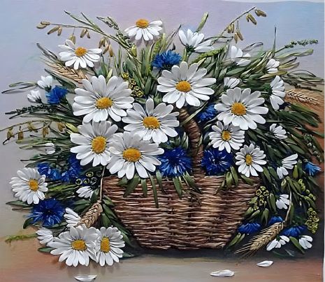 Алмазная мозаика "Букет из ромашек и васильков" 40x50 см ColorArt (SP122)