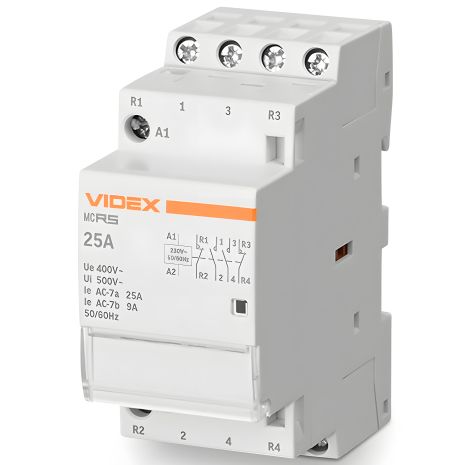 Контактор модульный 4п 25А 2НВ 2НЗ VF-RS-MC2O2C-25 VIDEX RESIST