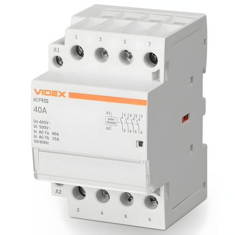 Контактор модульний 4п 40А 4НВ VIDEX RESIST VF-RS-MC4O-40
