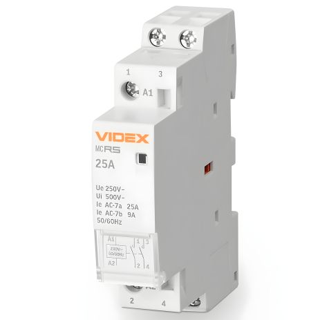 Двухполюсный модульный контактор на 25А VF-RS-MC2O-25 VIDEX RESIST