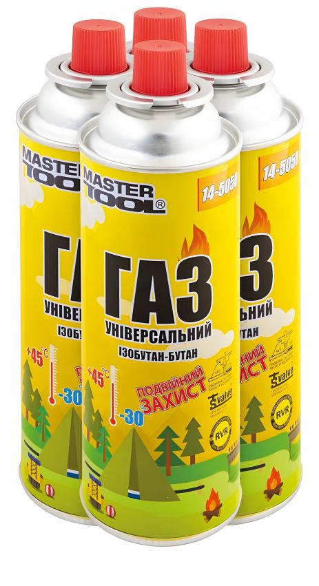 Газовый бутан "УНИВЕРСАЛЬНЫЙ" 220 г двойная защита RVR TSV 4 шт MASTERTOOL 14-5050PC Газовый бутан "УНИВЕРСАЛЬНЫЙ" 220 г двойная защита RVR TSV 4 шт MASTERTOOL 14-5050PC