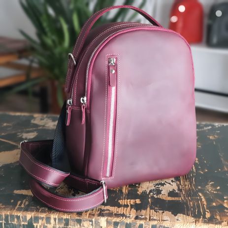 Женский кожаный рюкзак GS бордовый Женский кожаный рюкзак GS бордовый