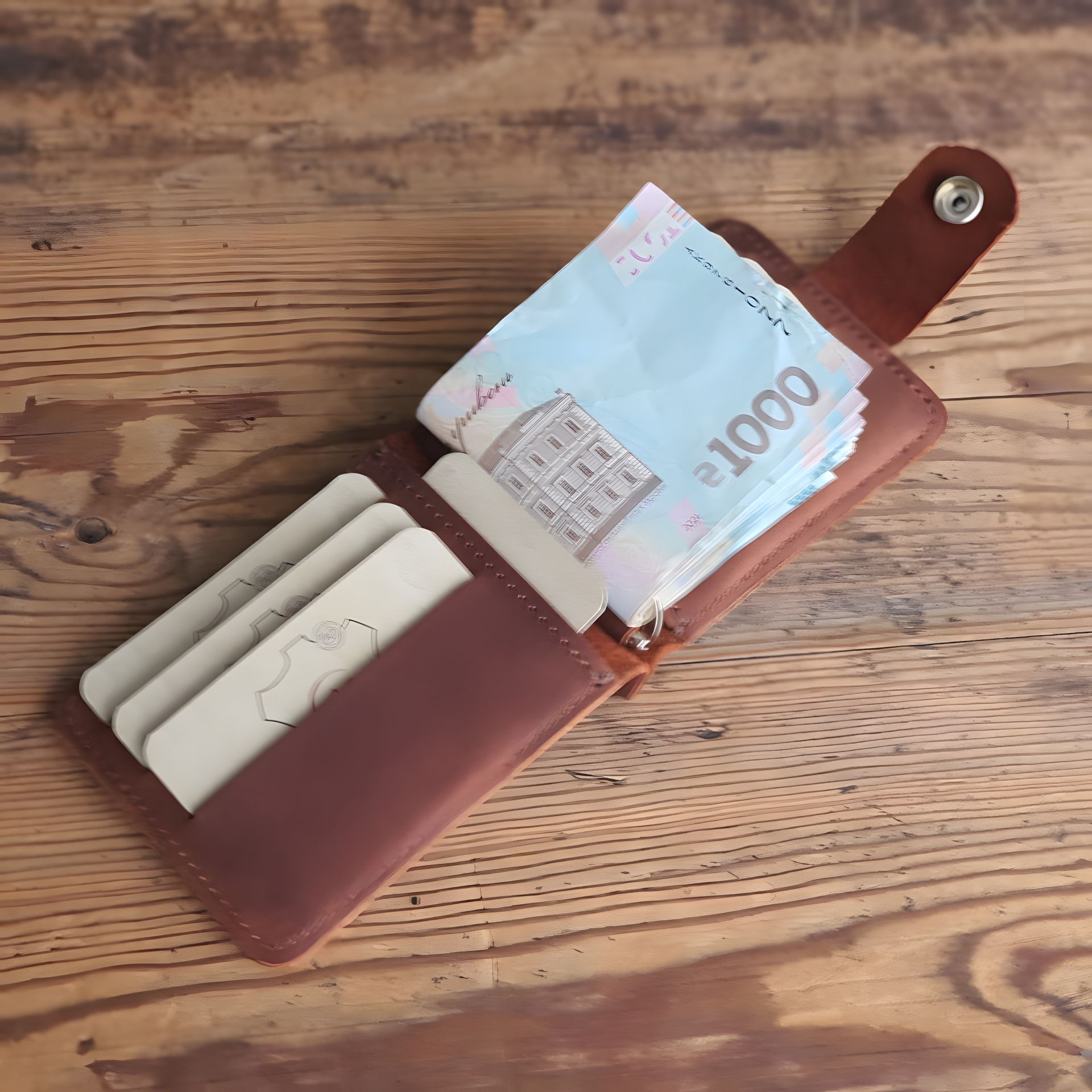 Затиск для грошей GS шкіряний коньячний ELEGANT Затиск для грошей GS шкіряний коньячний ELEGANT