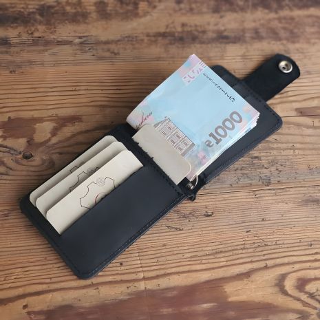 GS Затиск для грошей, чорний шкіряний GS Затиск для грошей, чорний шкіряний