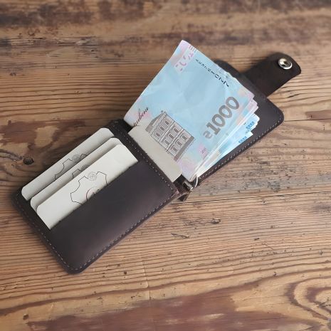 Зажим для денег GS кожаный коричневый Зажим для денег GS кожаный коричневый