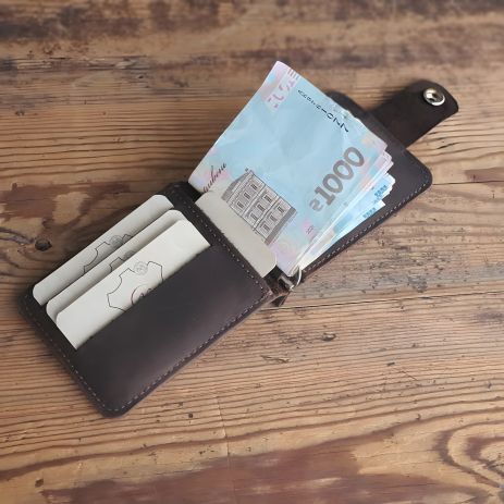 Шкіряний коричневий затискач для грошей GS