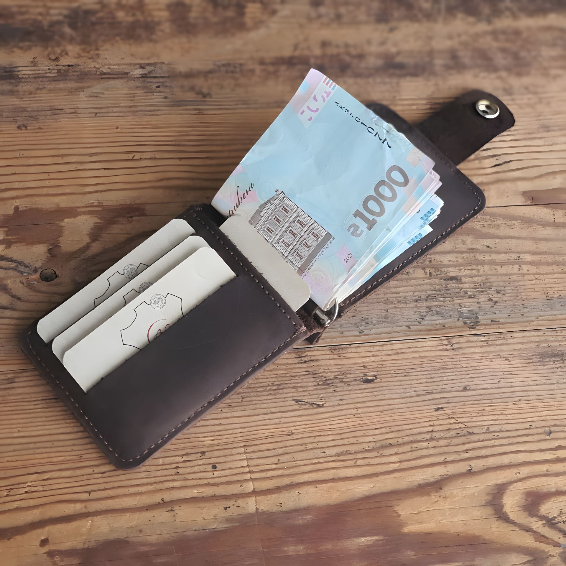 Шкіряний коричневий затискач для грошей GS Шкіряний коричневий затискач для грошей GS