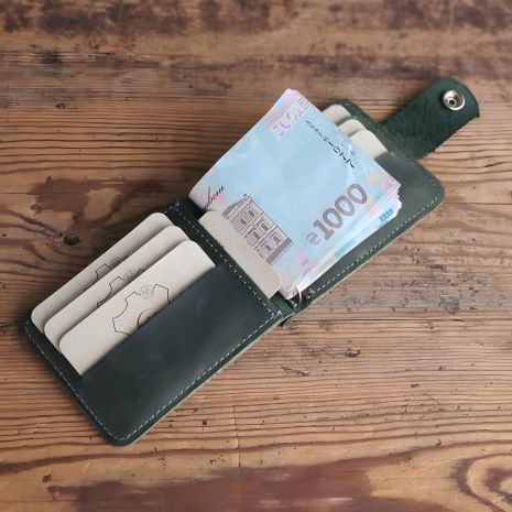 Кожаный зелений зажим для денег GS Кожаный зелений зажим для денег GS