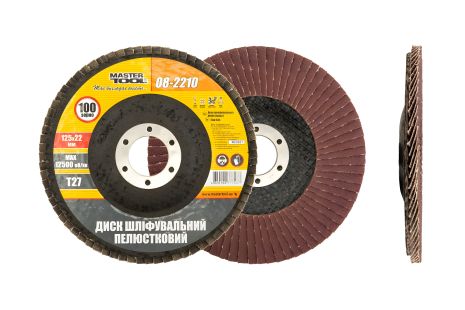 Лепестковый шлифовальный диск Т27 зерно 100 125×22 мм MASTERTOOL 08-2210