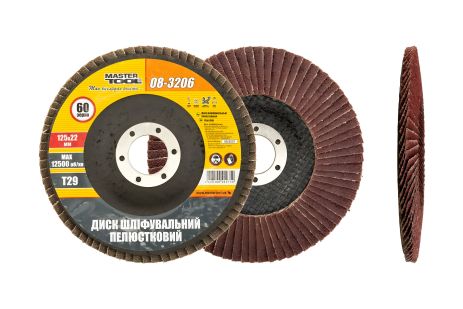 Пелюстковий шліфувальний диск конусний Т29 зерно 60 125х22 мм MASTERTOOL 08-3206