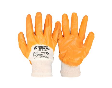 Бавовняні рукавички трикотажні з нітриловим покриттям, MASTERTOOL 83-0405