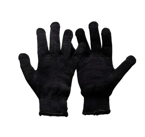 Зимові трикотажні рукавички подвійні, УНІВЕРСАЛ 70% бавовна/30% поліестер 10 кл 2 нитки 64 гр чорні, MASTERTOOL 83-0303