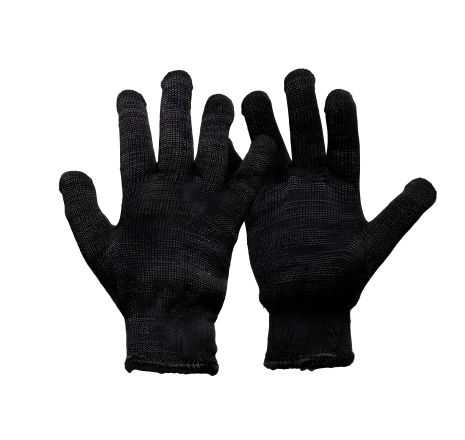 Зимові трикотажні рукавички подвійні, УНІВЕРСАЛ 70% бавовна/30% поліестер 10 кл 2 нитки 64 гр чорні, MASTERTOOL 83-0303