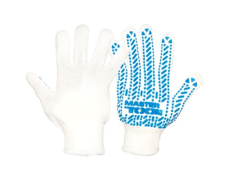 Трикотажные перчатки MASTER с ПВХ-узором, 60% хлопок/40% полиэстер, 7-й класс, 3 нити, 90 гр, бело-синие, MASTERTOOL 83-0307