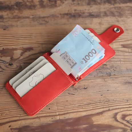 Затиск шкіряний для грошей GS, червоний