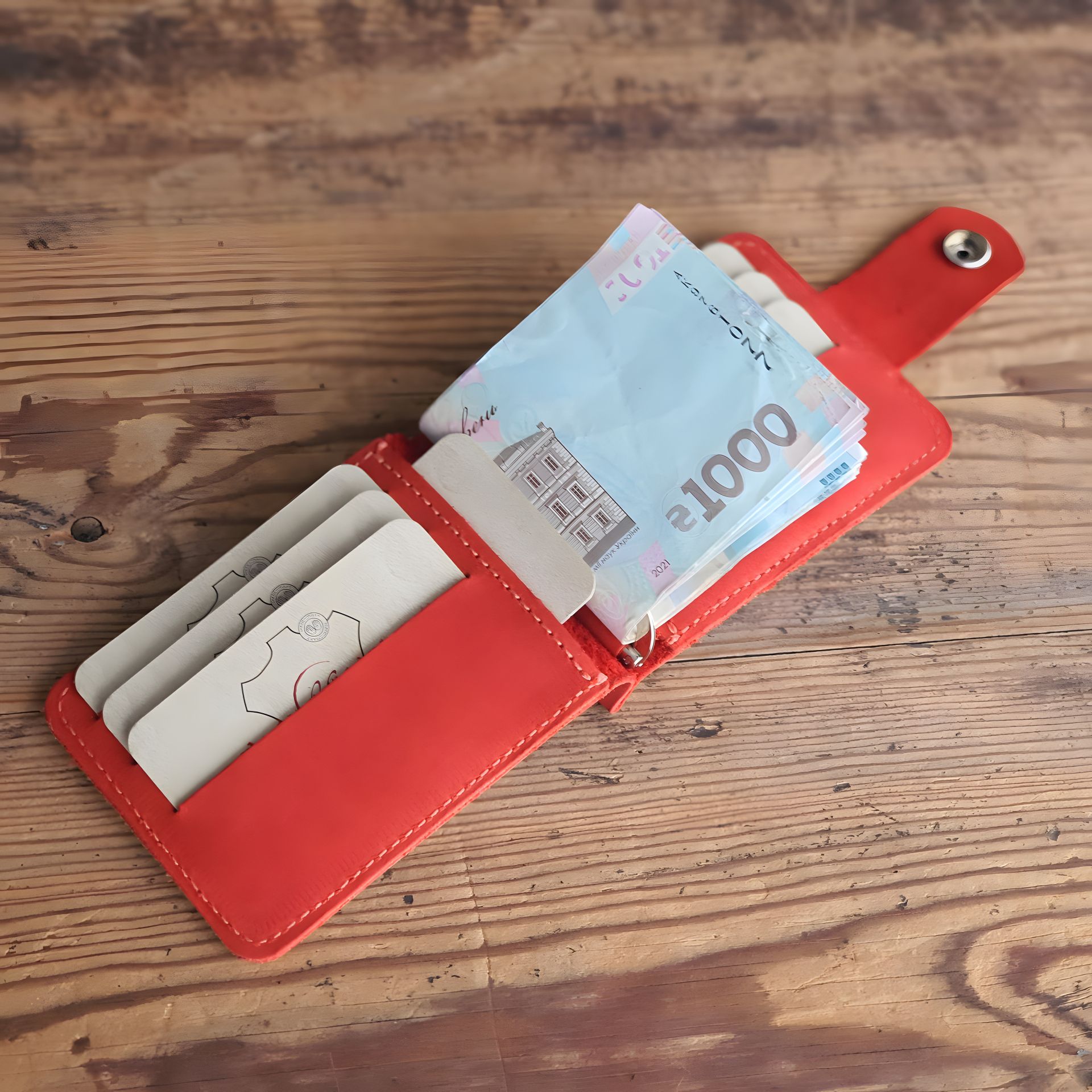 Затиск шкіряний для грошей GS, червоний Затиск шкіряний для грошей GS, червоний