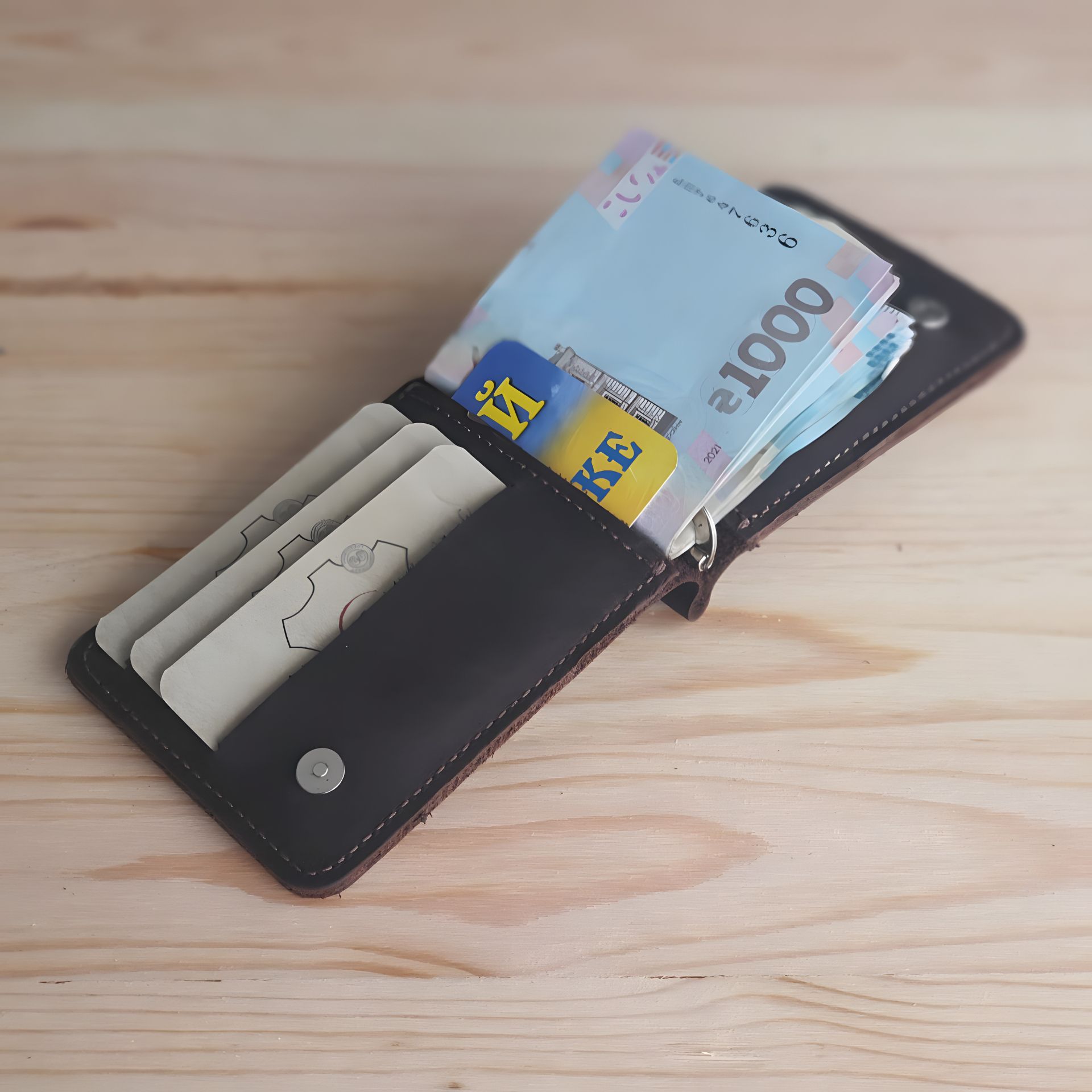 Коричневый кожаный зажим для денег с монетницей GS 8.5*12.5 см Коричневый кожаный зажим для денег с монетницей GS 8.5*12.5 см