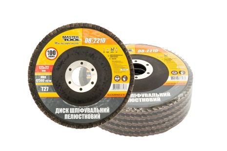 Диск шлифовальный лепестковый Т27 зерно 100 125×22 мм 5 шт MASTERTOOL 08-2210PC