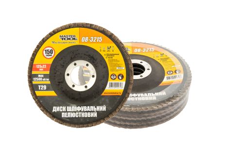 Шлифовальный диск лепестковый Т29 зерно 150 125×22 мм 5 шт MASTERTOOL 08-3215PC
