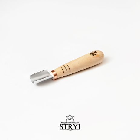 Короткая полукруглая ровная стамеска 25мм Адольфа Юрьева для геометрической резьбы по дереву