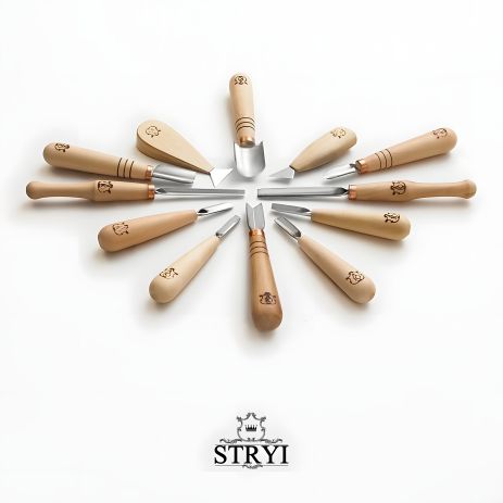 Набор стамесок для геометрической резьбы по дереву Адольф Юрьев 12 шт.