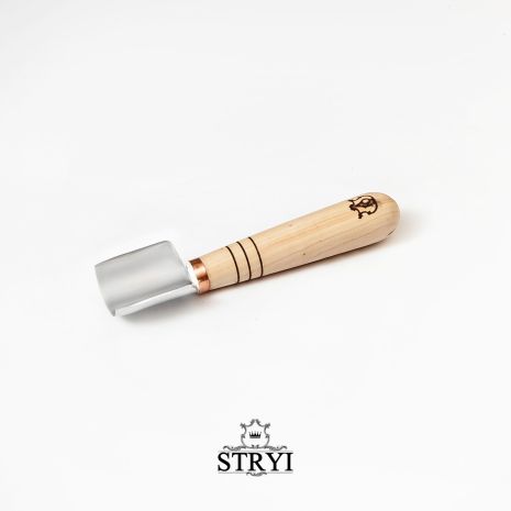 Коротка напівкругла рівна стамеска 30мм Адольфа Юр'єва для геометричного різьблення