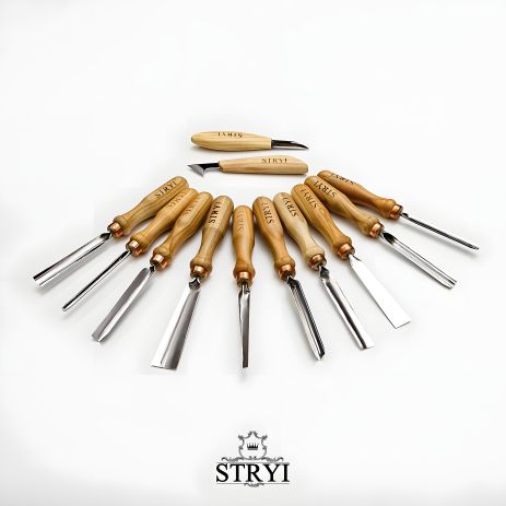 Стамески для художественной резьбы по дереву STRYI Profi набор 12шт