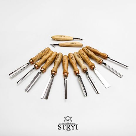 Стамески для художественной резьбы по дереву STRYI Profi набор 12 шт