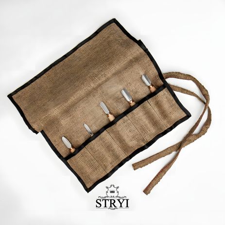 Чехол для 5 стамесок STRYI (высота 26см), мешковина