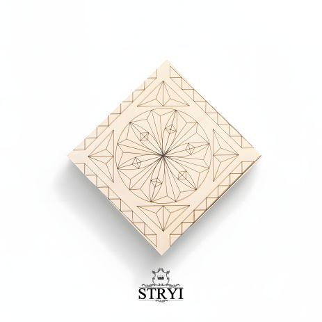 Доска тренировочная STRYI для резьбы с чертежом, липа, 100х100х20мм.