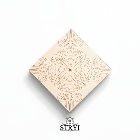 Доска тренировочная STRYI для резьбы с чертежом, липа, 100х100х20мм.