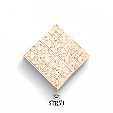 Доска тренировочная STRYI для резьбы с чертежом, липа, 100х100х20мм.