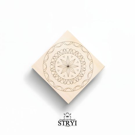 Доска тренировочная STRYI для резьбы с чертежом, липа, 100х100х20мм.