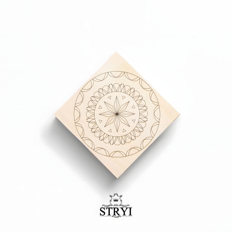 Доска тренировочная STRYI для резьбы с чертежом, липа, 100х100х20мм.