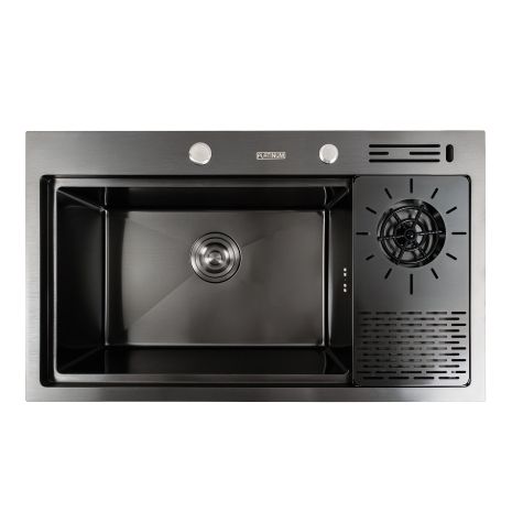 Чорна кухонна мийка PVD 78*46 Platinum Handmade