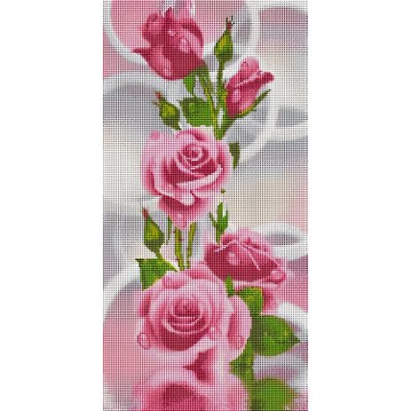 Алмазна мозаїка "Рожеві троянди" панно 30х60 см ColorArt TS1300